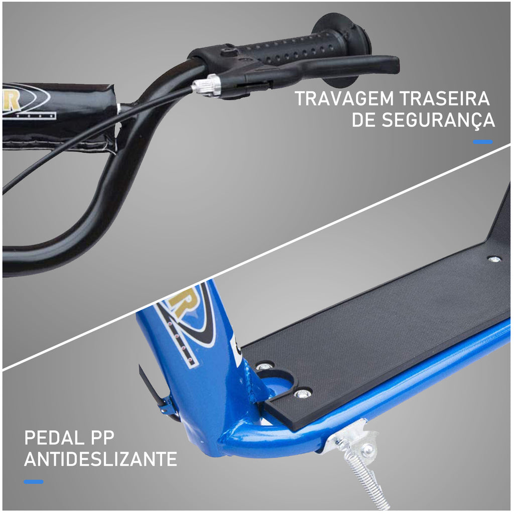 Trotinete com 2 Rodas de 12 Polegadas Trotinete para Crianças com Guiador Ajustável Freio e Cavalete Carga Máxima 100kg 120x52x80-88cm Azul — foto 5