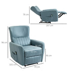Poltrona de Massagem Relax Estofada em Tecido Técnico com Reclinação Manual 155° 8 Zonas de Massagem Contolo Remoto Apoio para os Pés e 2 Bolsos Laterais 79x101x96cm Azul Claro — foto 3