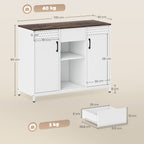 Aparador de 2 Portas com Orifícios Aparador de Sala com 2 Compartimentos e Gaveta Prateleiras Ajustáveis para Cozinha Entrada Dormitório 100x40x80 cm Branco e Castanho Rústico — foto 3