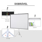 Ecrã de Projeção Manual com Suporte 100 Polegadas Ecrã de Projeção Portátil Formato 4:3 para Interior e Exterior Cinema em Casa Pátio 203x152 cm Branco — foto 4