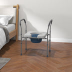 Cadeira Higiénica 4 em 1 Cadeira com Sanita de Alumínio Cadeira de Duche com Altura Ajustável e Almofadas Antiderrapantes Carga 136 kg para Pessoas com Deficiência Grávidas 64x53x70-82 cm Cinza — foto 2