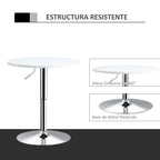 Mesa de bar ajustável em altura com base redonda e antideslizante para cozinha sala de jantar Ø60x69-93 cm Branco — foto 5