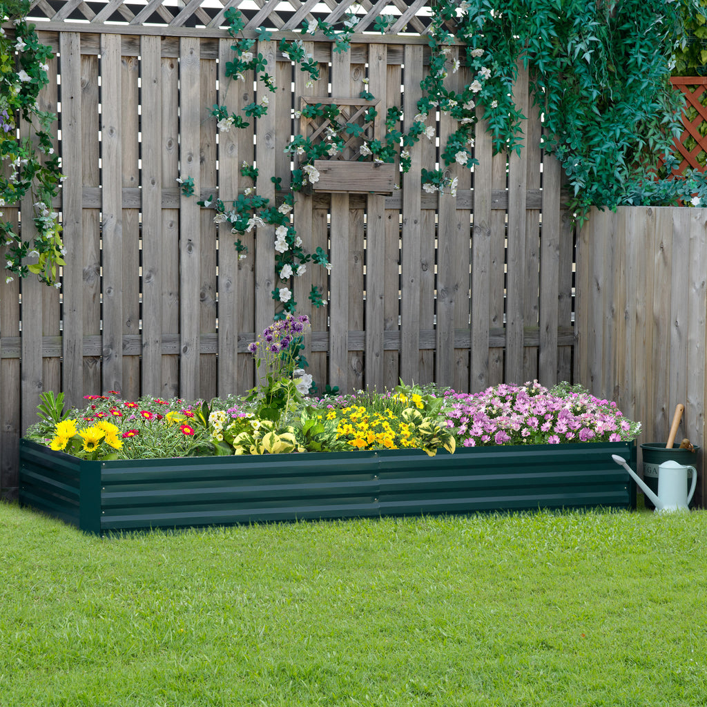 Floreira Exterior Grande Retangular em Aço Galvanizado, Horta Urbana para Plantas, Vaso Grande Exterior com Base Aberta, Resistente às Intempéries, 241x90,5x30 cm, Verde — foto 2