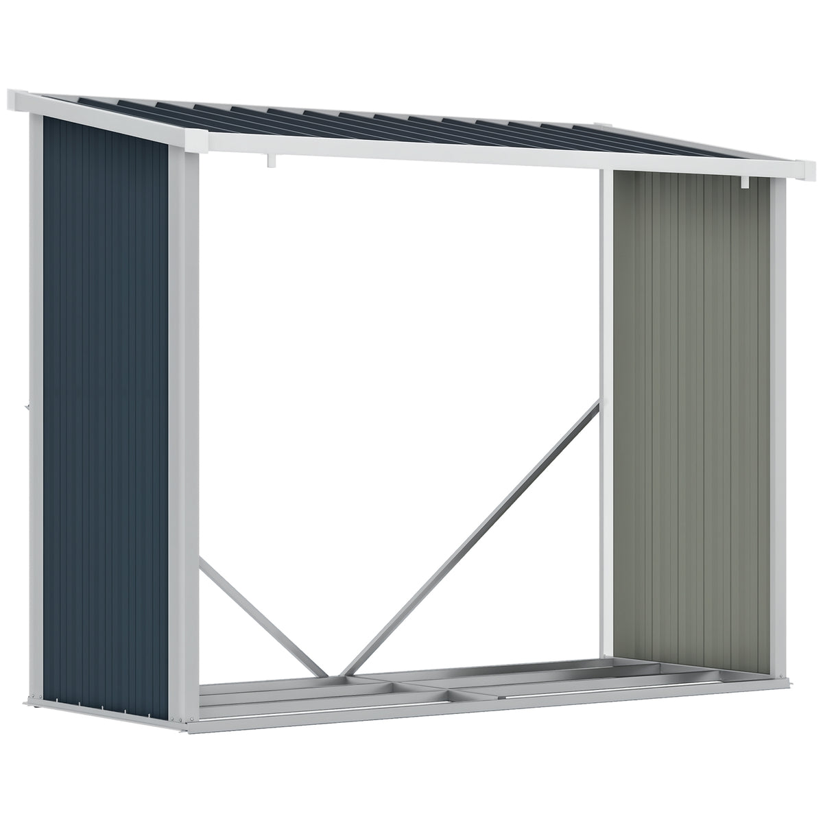 Abrigo para Lenha de Aço Galvanizado Abrigo de Armazenamento de Lenhas com Teto Inclinado para Jardim Terraço Exterior 185x84x133,5/148,5 cm Cinza — foto 1