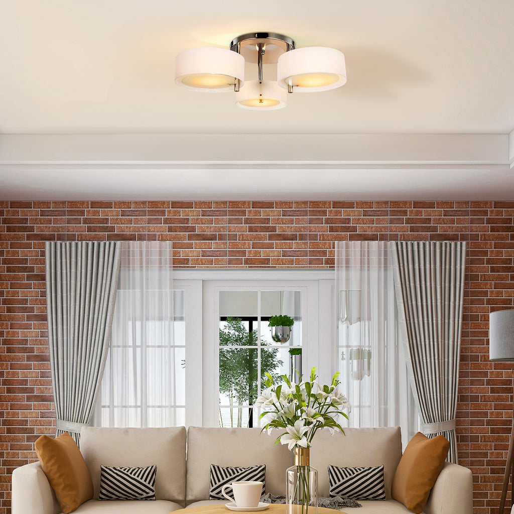 Candeeiro de Teto Moderno Candeeiro Suspenso com Ecrã em Acrílico e Suporte para Lâmpada E27 Candeeiro para Sala de Estar Dormitório Sala de Jantar Ø64x20 cm Branco — foto 2