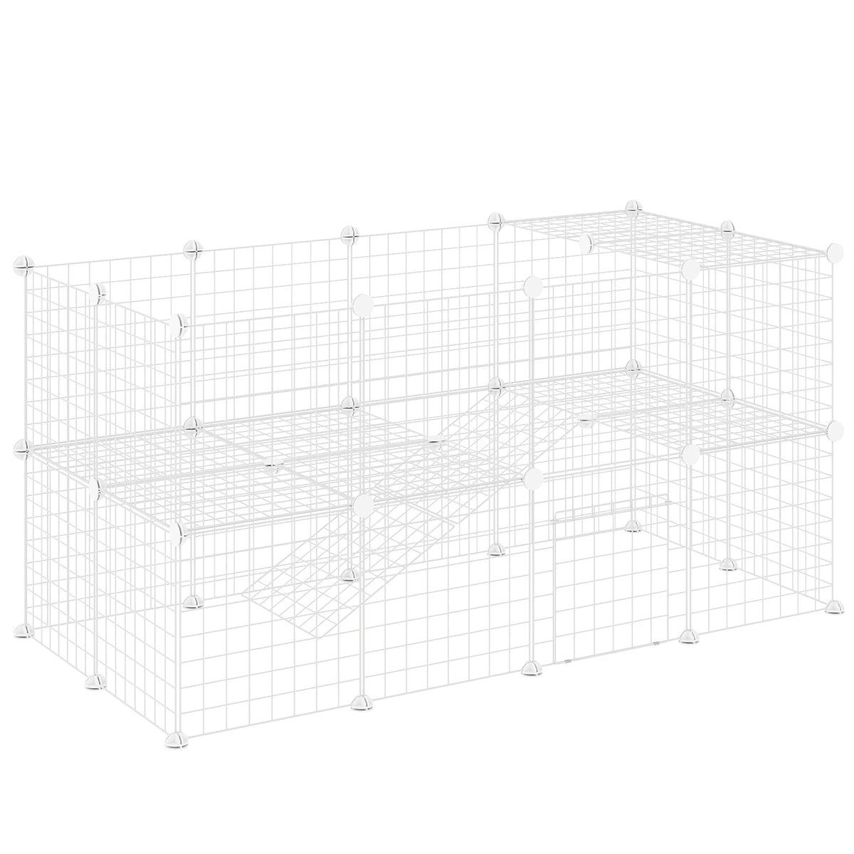 Recinto de Metal para Animais de Estimação Recinto Metálico com 36 Painéis para Pequenos Animais Desmontável DIY 146x73x73 cm Branco — foto 1