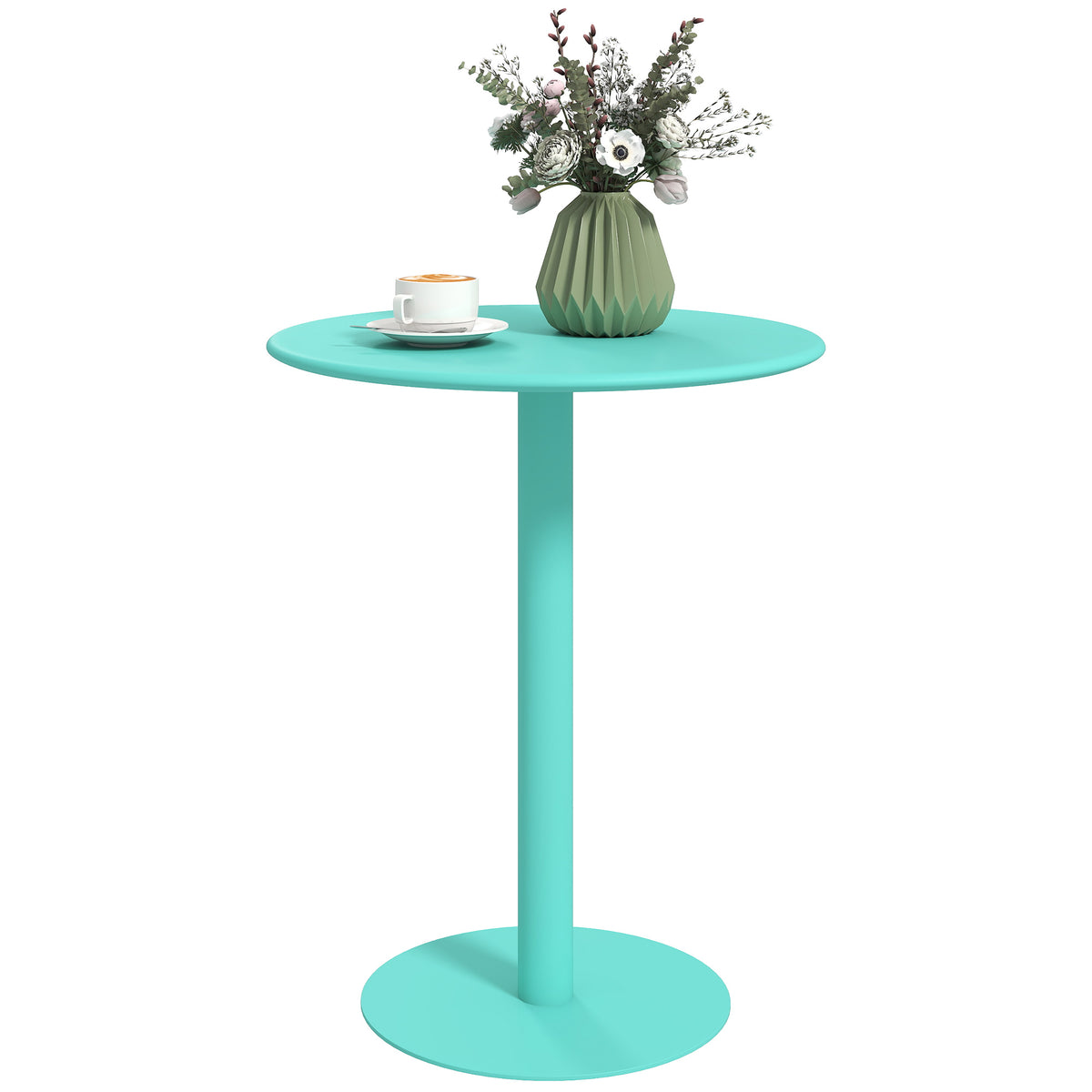 Mesa de Refeição Redonda para 2 Pessoas Mesa de Cozinha de Aço para Interior e Exterior Ø60x72 cm Verde — foto 1