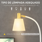 Candeeiro de Pé LED Candeeiro de Pé para Sala de Estar com Altura Ajustável Ecrã Interruptor Basculante para Sala de Estar Escritório Quarto 49x21x127-160 cm Branco e Dourado — foto 6