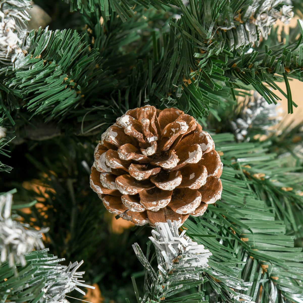 Árvore de Natal Artificial Ø90x180cm com 1111 Ramos de PVC e 59 Pinhas Base Dobrável e Suporte de Aço Decoração de Natal para Interiores Verde — foto 9