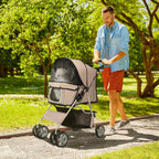 Carrinho para Cães Dobrável, Coche para Cães Pequenos com Cesta de Armazenamento, Janelas de Malha, Suporte para Copos, Rodas EVA, Almofada Lavável, Travões, Carga 10 kg, 75x45x97 cm, Castanho — foto 2