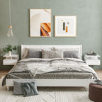 Conjunto de 2 Mesas de Cabeceira Flutuantes, Mesas de Cabeceira com Gaveta e Prateleira Aberta, Design Moderno, Ideal para Quarto e Sala de Estar, 35x32x22,5 cm, Branco Brilhante — foto 2