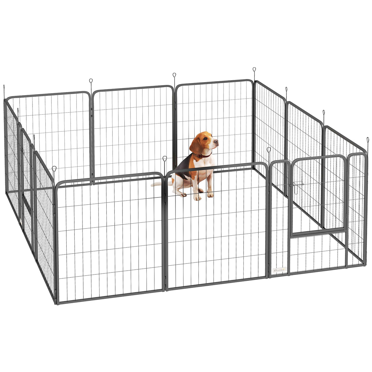 Parque para Cães de 12 Painéis 68x80 cm Parque Dobrável para Cães Médios com Portas Fecho e Estacas para Interior e Exterior Preto — foto 1