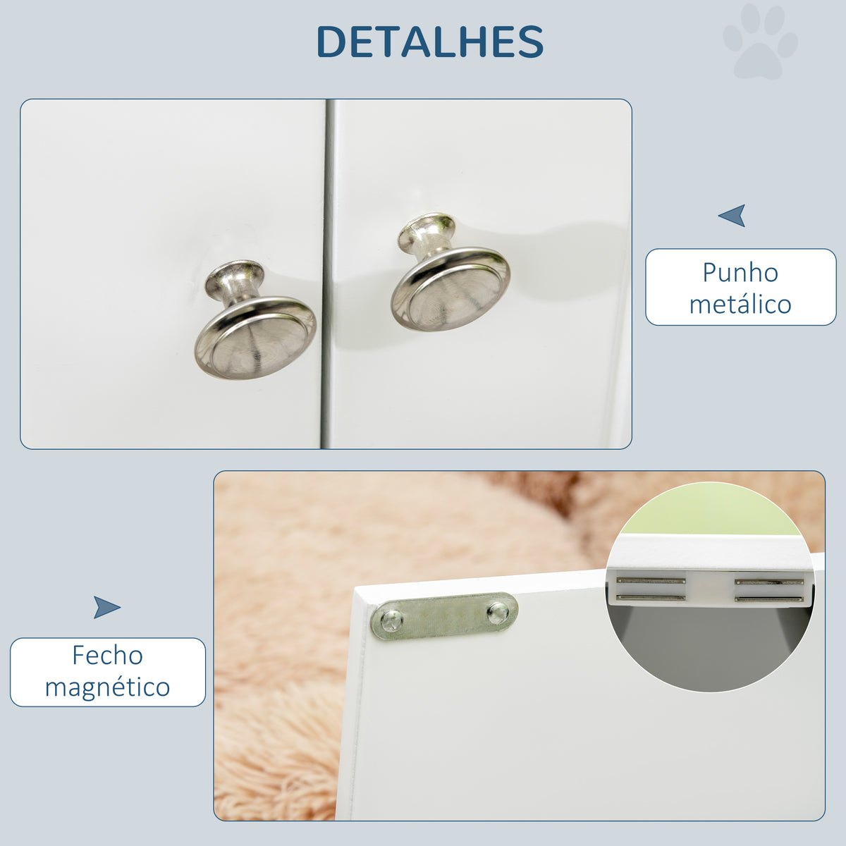 Comedouro Elevado para Cães Grandes com 2 Tigelas de 2000ml de Aço Inoxidável Comedouro para Cães com 2 Portas e Armazenamento Oculto 60x30x35,5cm Branco — foto 6