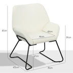 Poltrona Sala de Estar Moderna Poltrona de Leitura com Assento Largo e Acolchoado Estofada em Veludo Pés de Metal Poltrona para Dormitório 70x67,5x87 cm Creme — foto 3