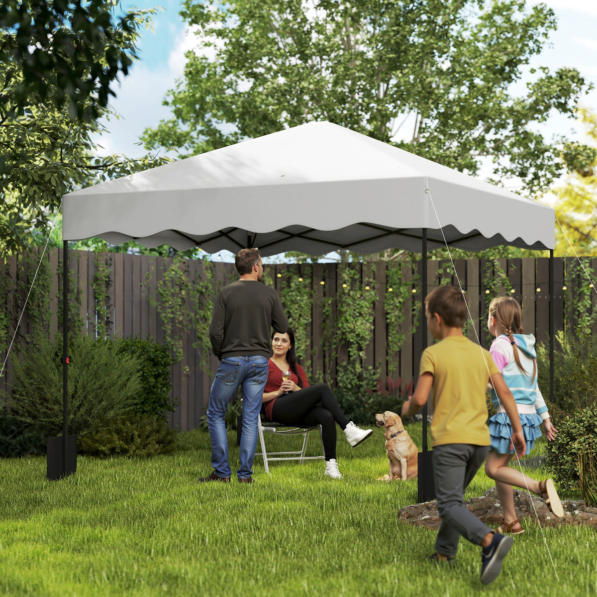 Tenda Dobrável Pop UP Tenda 3x3 m Tenda para Eventos com Proteção UV50+ Altura Ajustável Bolsa de Areia e Bolsa de Transporte com Rodas para Campismo Festas Branco — foto 2