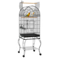 Gaiola para Pássaros com Rodas Gaiola para Pássaros com Bandeja Amovível Prateleira e 2 Comedouros de Aço Inoxidável e Poleiro para Periquitos Canários 51x51x153 cm Preto — foto 1