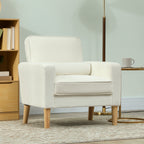 Poltrona Sala de Estar Poltrona Estofada em Veludo Poltrona de Leitura com Assento com Botões e Pés de Madeira para Quarto 76x79x82 cm Creme — foto 2