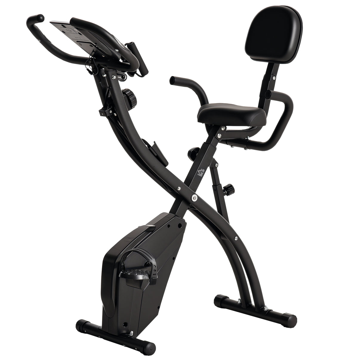Bicicleta ergométrica dobrável ajustável em altura e resistência com tela LCD e assento com encosto 51x97x115 cm Preto — foto 1