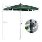 Chapéu de Sol Retangular de Jardim 198x130x240cm Chapéu de Sol de Alumínio com Função de Inclinação para Terraço Pátio Exterior Verde — foto 3
