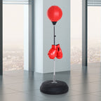 Saco de Boxe de Pé Punching Ball com Altura Ajustável em 4 Níveis 126-144 cm Base Preenchível e Luvas de Boxe para Adultos e Adolescentes Vermelho e Preto — foto 2