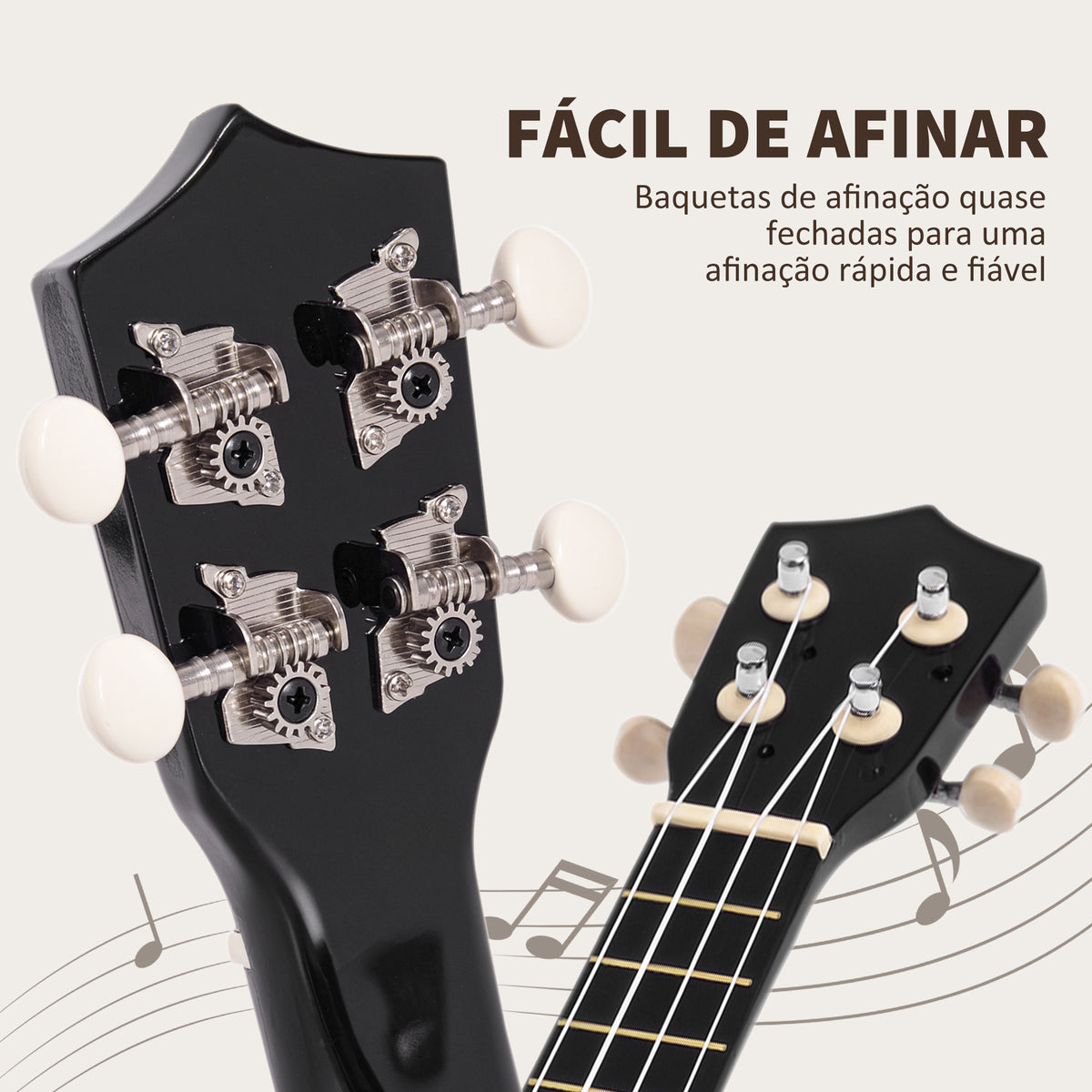 Ukelele 21 Polegadas Ukelele Soprano para Principiantes Ukelele apto para Concerto com Cordas de Nylon Material Madeira 53x17,5x6,2 cm Preto — foto 7