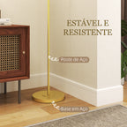 Candeeiro de Pé Moderno Lâmpada E27 Máx. 40W com Ecrã de Linho Estrutura de Aço e Interruptor de Pé Candeeiro de Leitura para Sala de Estar Dormitório 64x38x163,5 cm Branco e Dourado — foto 7