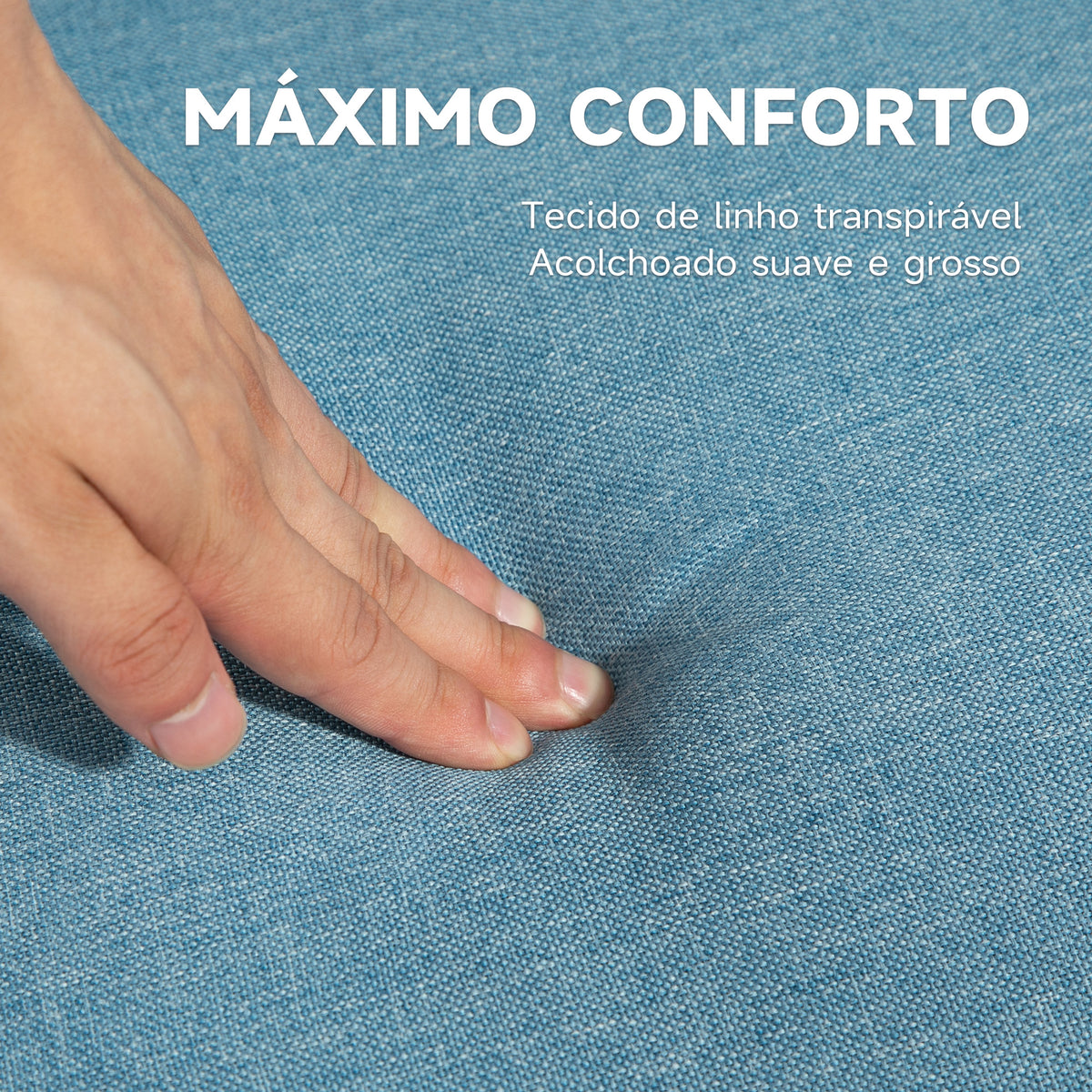 Sofá Cama de 2 Lugares com Encosto Ajustável em 3 Posições Apoio para os Braços Desmontável e Pés de Madeira Sofá Duplo Moderno para Sala de Estar Escritório 173x75x73cm Azul Claro — foto 4
