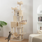 Arranhador para Gatos Grande Altura 173 cm Arranhador para Gatos Torre para Gatos com Plataformas Caverna Bolas Suspensa e Rede Bege — foto 2