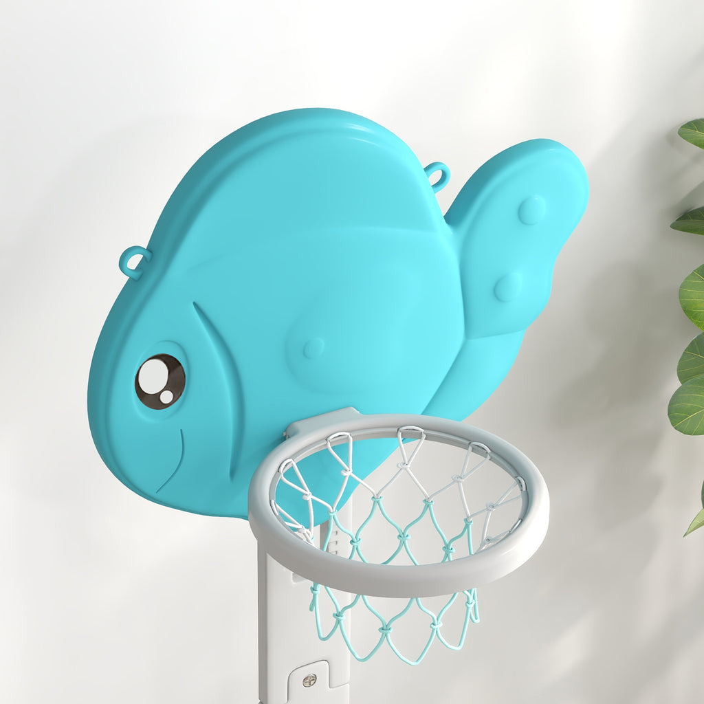 Cesta de Basquetebol Infantil 5 em 1 Cesta de Basquetebol para Crianças com Altura Ajustável com Tema Peixe Dourado Futebol Golf Jogo de Lançamento de Bola para Interior Multicolorido — foto 8