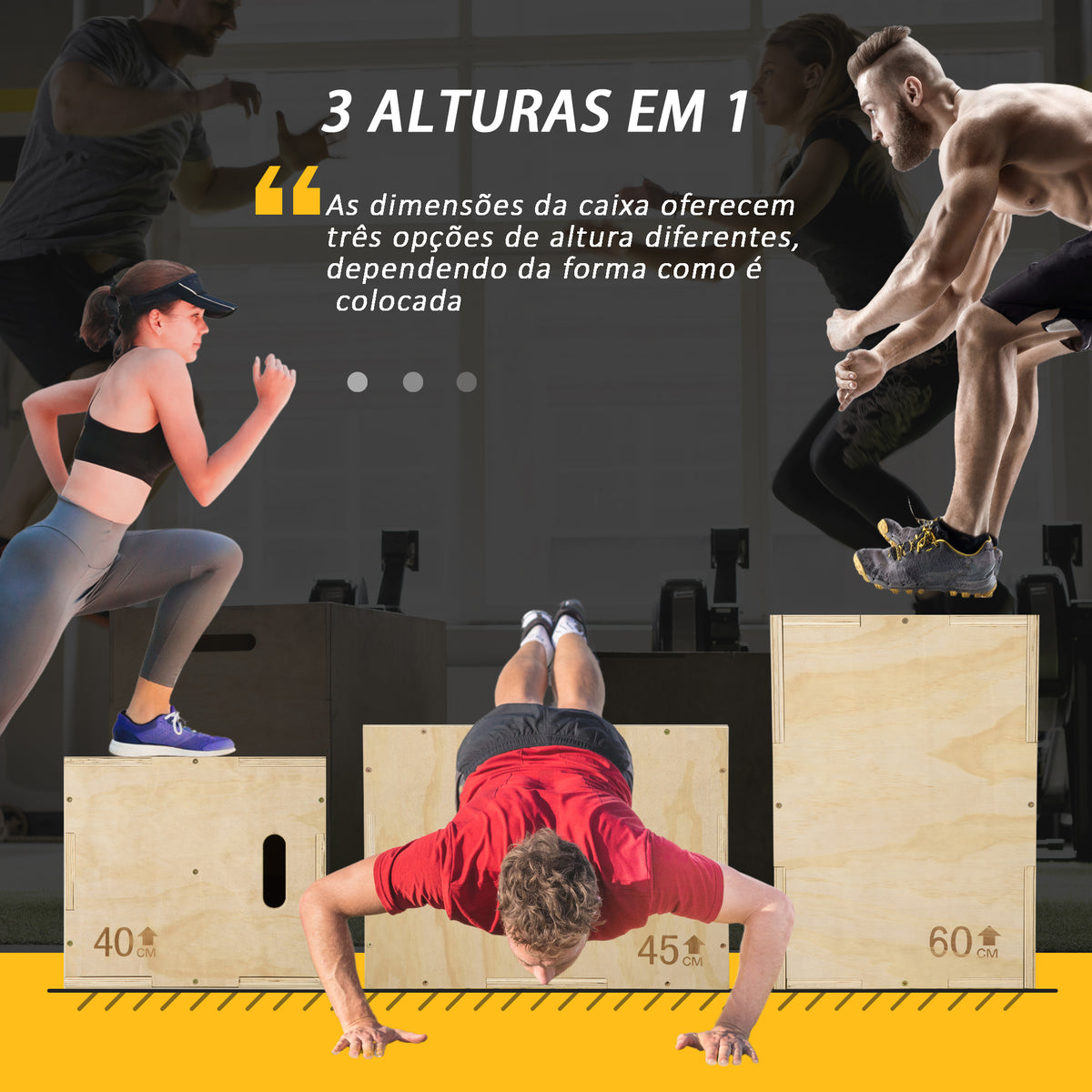 Caixa Pliometria de Madeira Caixa de Saltos com 2 Alças Recortadas Carga Máxima 120 kg para Casa Escritório Ginásio 45x40x60 cm Madeira — foto 4