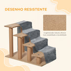 Escada para Animais de Estimação com 4 Degraus 2 em 1 com Capa Removível e Lavável Escada para Cães Gatos Carga 30kg 60x35x44cm Cinza — foto 6