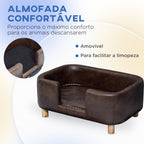Sofá para Animais de Estimação Sofá para Cães Pequenos e Médios com Assento Acolchoado 74x48,5x31 cm Marrom — foto 7