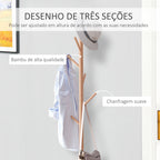 Cabide de Pé com Sapateira Cabide Tipo Árvore Moderno 6 Ganchos para Pendurar Roupa Malas Banco com Arrumação Corredor de Entrada Bambu 40x30x180cm — foto 6