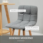 Conjunto de 2 Bancos de Bar Bancos Altos de Cozinha com Encosto Apoio para Pés Estilo Moderno Cadeiras Altas para Sala de Jantar 41,5x47x97,5 cm Cinzento — foto 5