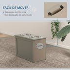 Comedouro Elevado para Cães Comedouro para Cães com 2 Tigelas de Aço Inoxidável e Espaço de Armazenamento Oculto 60x30x41 cm Cinzento — foto 7