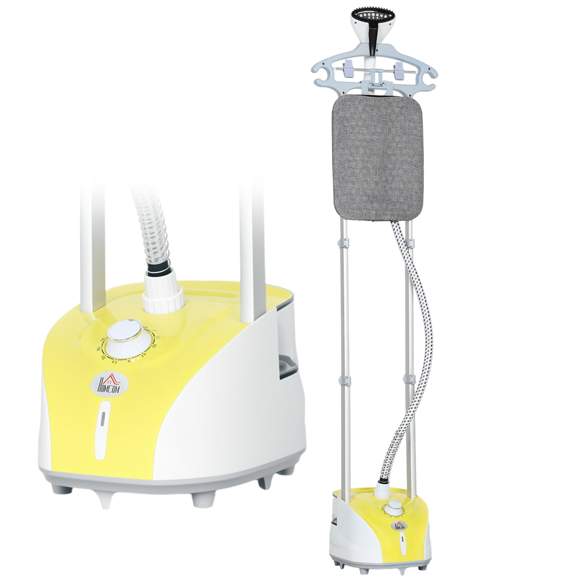 Ferro de Engomar a Vapor para Roupa 1800W Temperatura Ajustável em 11 Níveis Ferro de Engomar Vertical com Barra Dupla Depósito de 2 L Aquecimento em 38s 35x25x47-118,5 cm Amarelo — foto 1