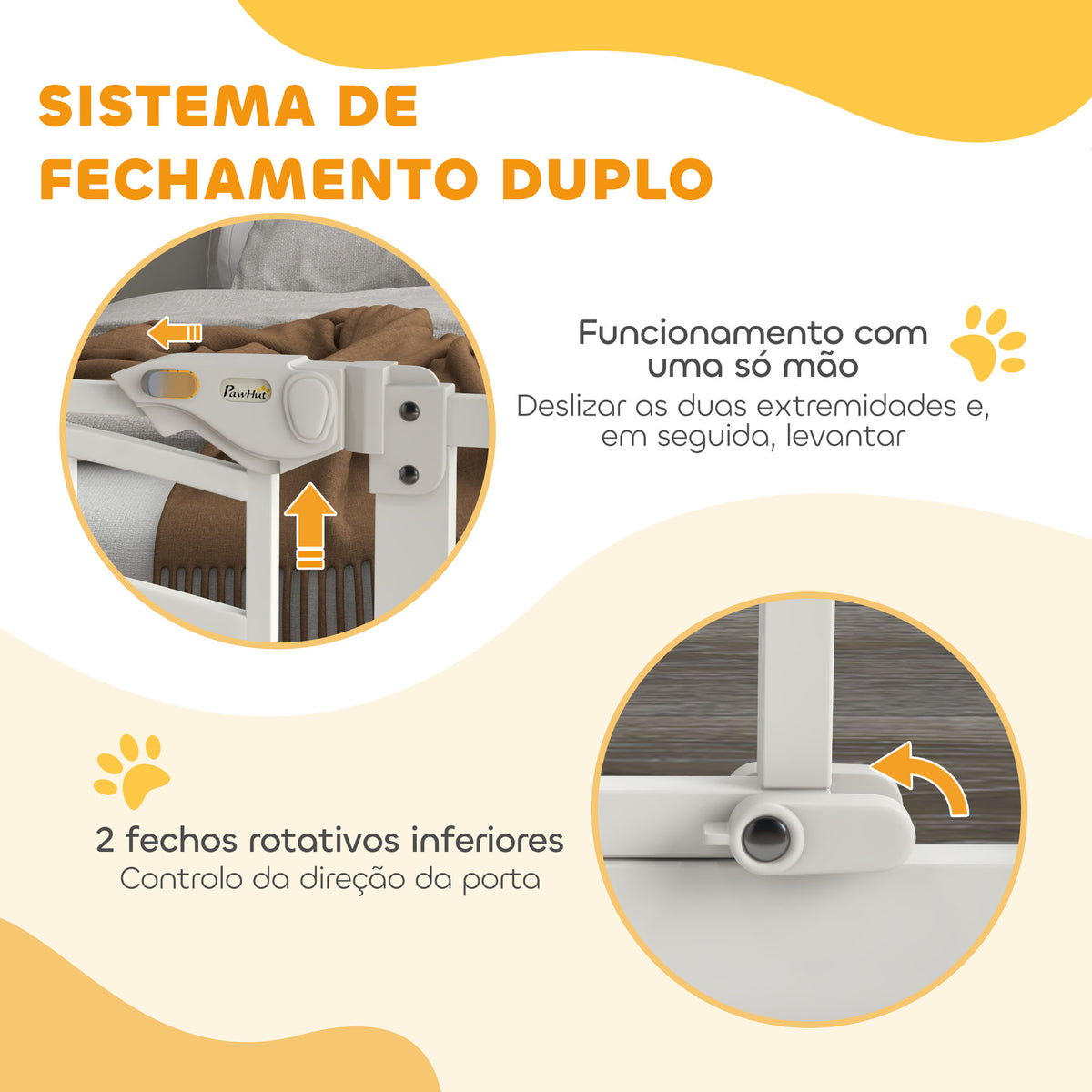 Barreira de Segurança Extensível 74-100 cm para Portas e Escadas Porta de Segurança para Animais com Montagem a Pressão e Duplo Bloqueio Branco — foto 5
