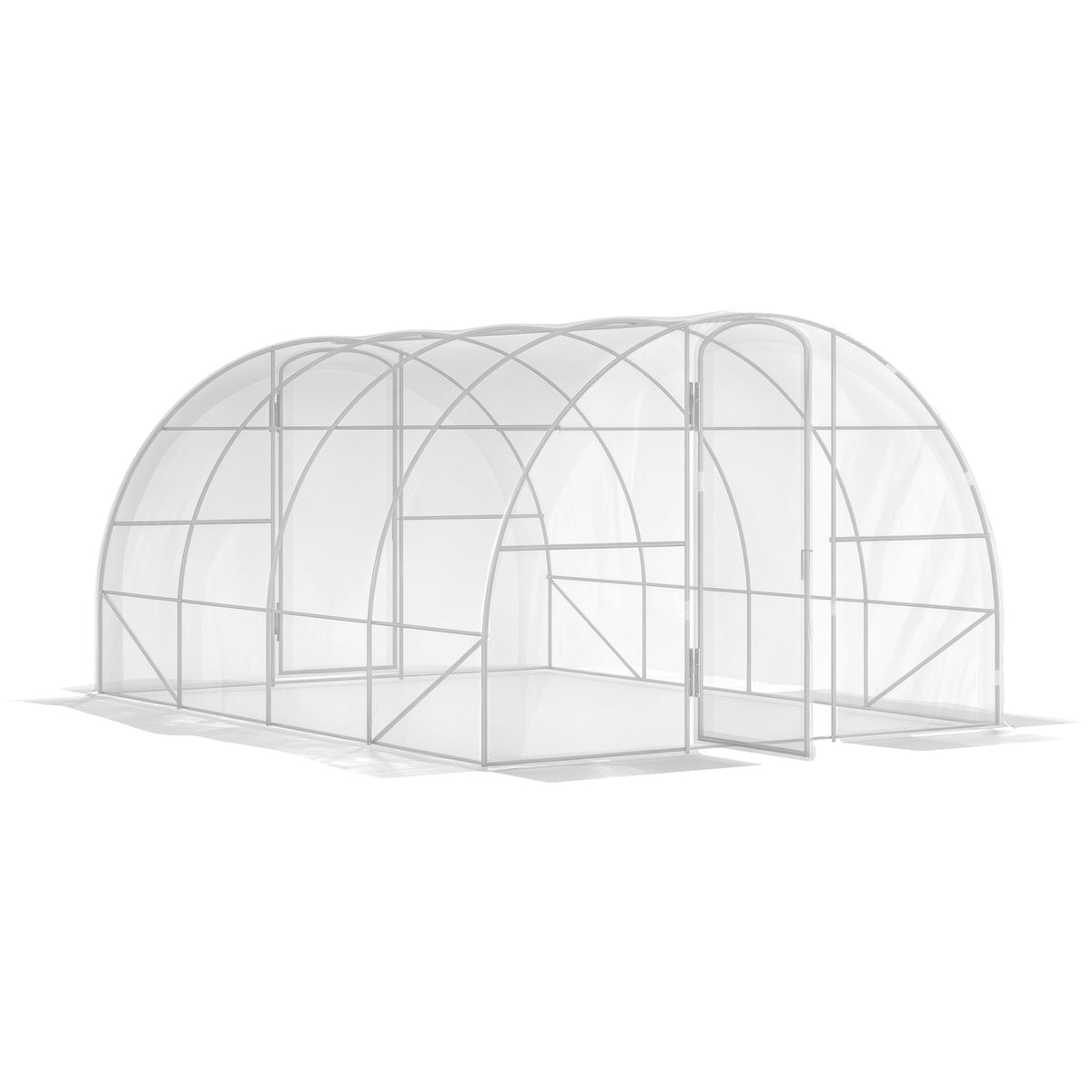 Estufa de Túnel 395x295x195 cm Estufa de Jardim com 2 Portas Estufa para Horticultura com Teto Arredondado para Cultivo de Plantas e Flores Transparente — foto 1