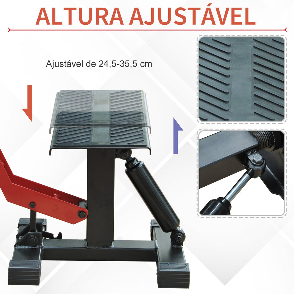 Plataforma Elevadora para Motocicletas Universal com Altura Ajustável para Estacionar ou Reparar Carga Máxima 150 kg 28x17,5x24,5-35,5 cm Preto e Vermelho — foto 5