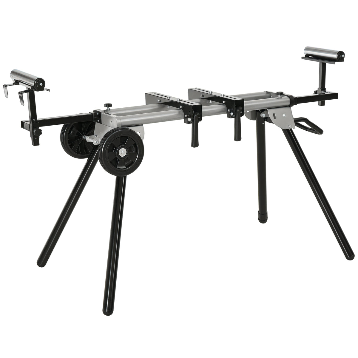 Suporte universal para serra de esquadria dobrável com distância de trabalho ajustável, fácil de transportar e armazenar 123,5-245x73x96 cm Preto — foto 1
