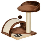 Árvore Arranhador para Gatos Pequena Altura 46 cm de 2 Níveis com Poste e Tapete de Arranhar Cama e Bola Suspensa 35,5x37x46 cm Marrom — foto 1