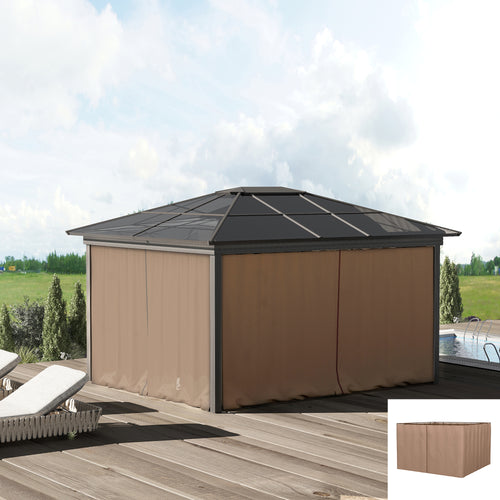 4 Paredes Laterais para Tenda 302x205 cm Laterais para Tenda Universal com Ganchos e Argola em C para Tenda de Jardim Terraço Marrom — foto 2