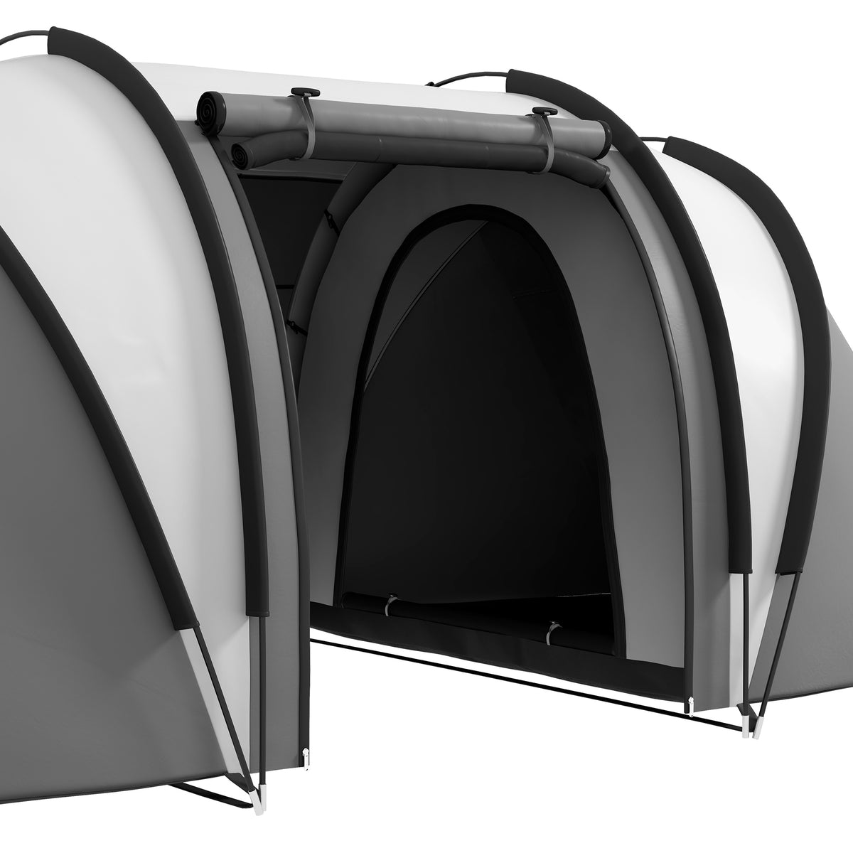 Tenda de Campismo Familiar para 4-5 Pessoas Tenda de Campismo Túnel Impermeável 3000 mm com 2 Quartos Bolsa de Transporte e Gancho Ideal para Caminhadas e Pesca Cinzento — foto 8