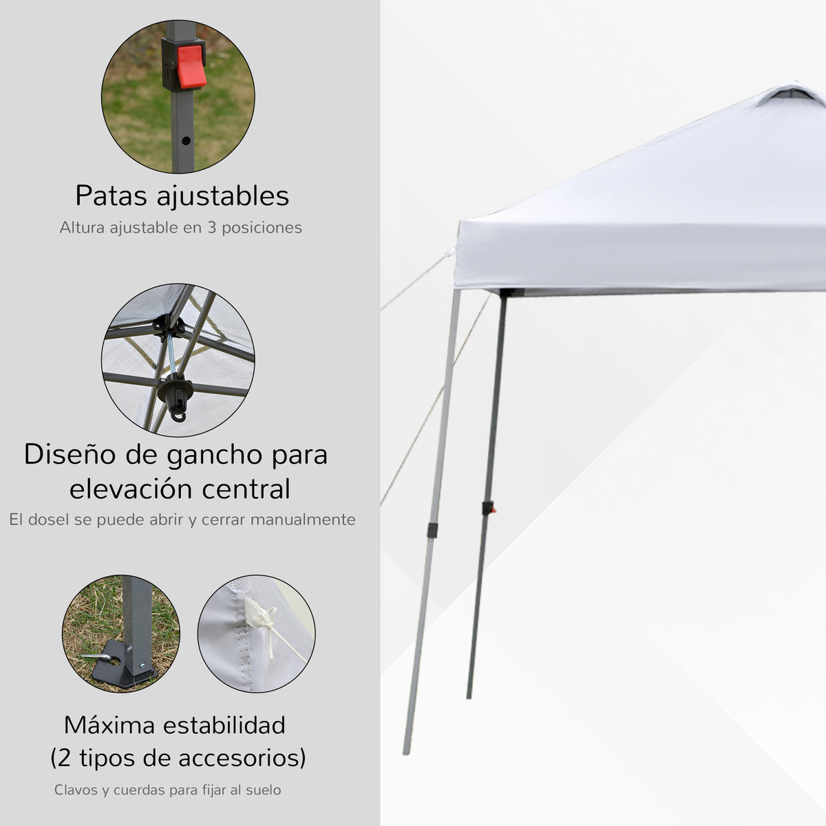 Tenda Dobrável 3x3 Portátil de Jardim com Bolsa de Transporte com Rodas Aço para Exterior Festas Campismo Branco — foto 5