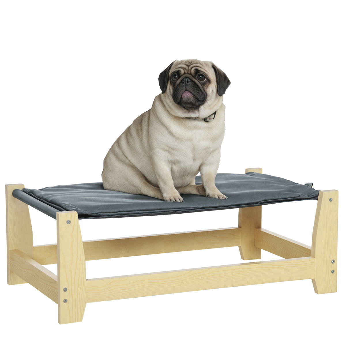 Cama Elevada para Cães Cama Elevada para Animais de Estimação Pequenos e Médios com Almofada Lavável Carga Máxima 8kg para Interior Exterior 70x40x25cm Cinza — foto 1