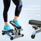 Mini Step para Exercício em Casa Máquina de Step Compacta com Bandas de Resistência Monitor LCD Pedais Antiderrapantes e Ajustáveis em Altura para Treino do Corpo 41x30,5x18,5 cm Cinza — foto 7