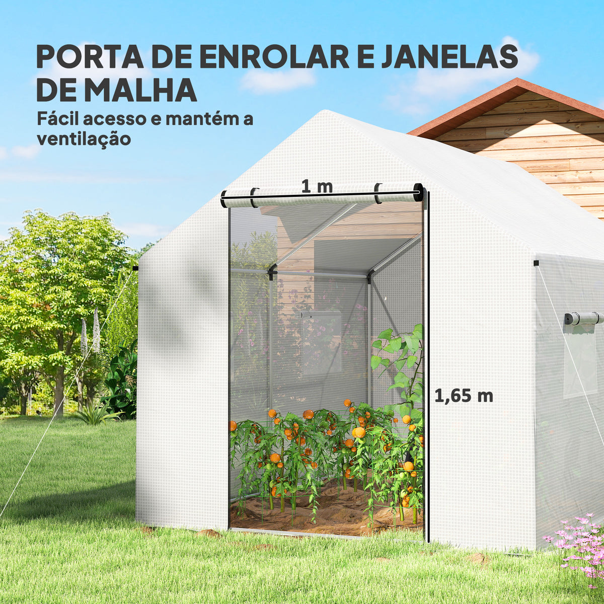 Estufa tipo Túnel 2x3x2 m Estufa de Exterior com 4 Janelas de Malha e Porta com Fecho de Correr Estufa para Cultivos Anti UV para Pátio Jardim Branco — foto 5