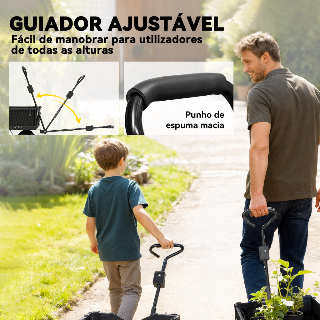 Carrinho de Jardim com Rodas Grandes, Carga até 300 kg, Carrinho de Mão com Punho Ajustável e Bolsa Impermeável Removível, Transporte Todo-o-Terreno, Compras, Camping, Preto — foto 6