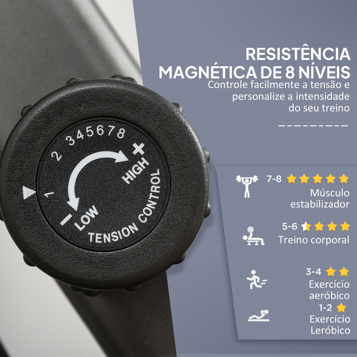 Bicicleta Estática com Encosto 8 Níveis de Resistência Bicicleta Estática Reclinada com Banco Ajustável Ecrã LCD e Suporte para Telemóvel para Treinos de Recuperação 121-142x62x101 cm Preto — foto 4