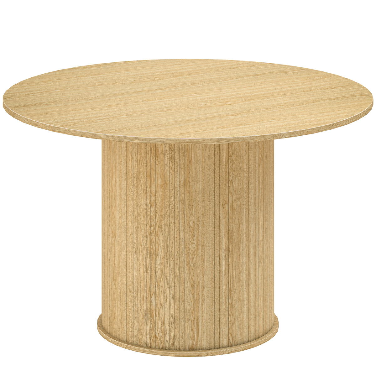 Mesa de Jantar Redonda para 5 Pessoas Ø120x76 cm Mesa de Cozinha com Base Cilíndrico Canelado Madeira Natural — foto 1